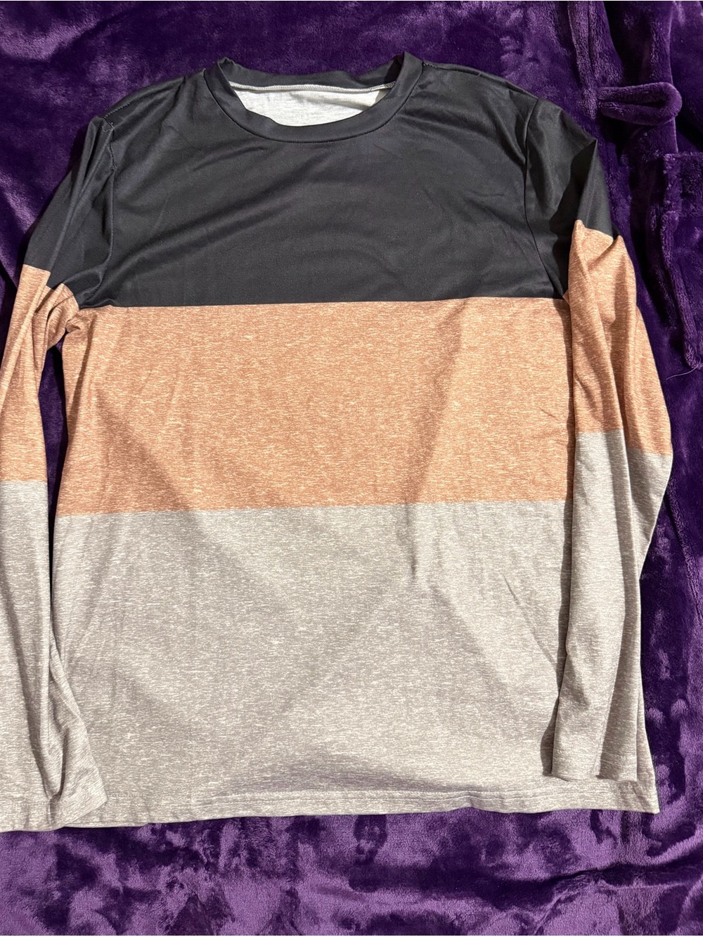 Colorblock Long-Sleeve Women's Top - Black, Brown, Cream